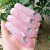 Pink Rose Quartz Crystal Smoking Pipe