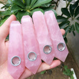 Pink Rose Quartz Crystal Smoking Pipe